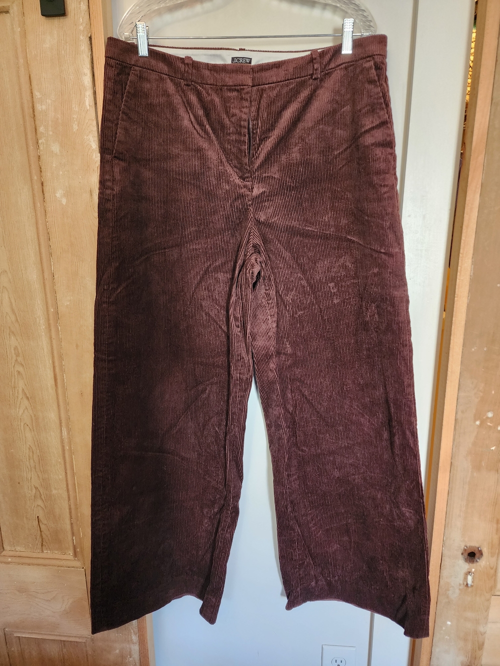 J. Crew Women's High Waisted, Wide-Leg Chocolate Brown  Corduroy Pants (14T)